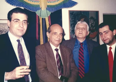J. Siles, Carlos Germán Belli, Miguel Arteche y Andrés Morales. (Santiago de Chile, 1990)